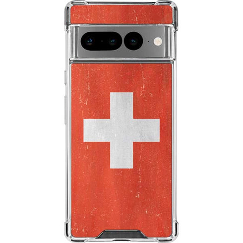 Switzerland Flag Distressed Google Pixel 7 Pro Clear Case